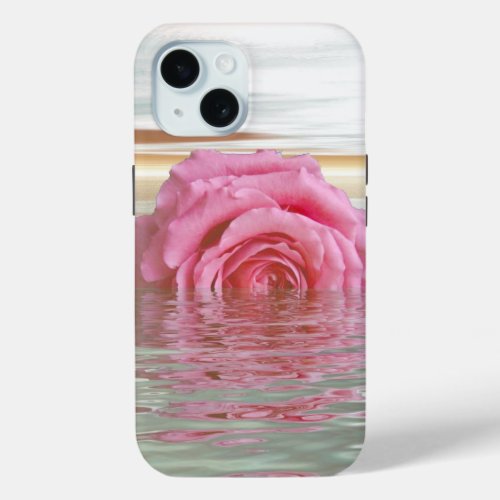 Romantic Floatin Pink Rose iPhone 15 Case