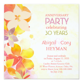 Romantic Floral 30th Wedding Anniversary Party Card