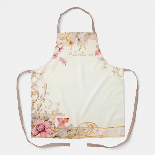 Romantic Floral All Over Print Apron (Front)