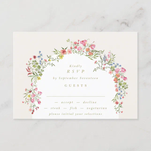 romantic floral arch Digital wedding RSVP Invitation