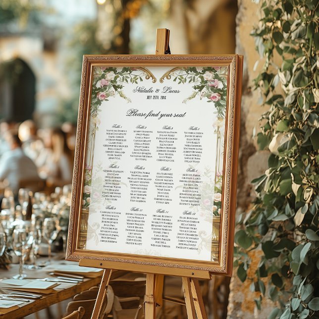 Romantic Floral Arch Wedding 18x24 Seating Chart  Foam Board (Creator Uploaded)