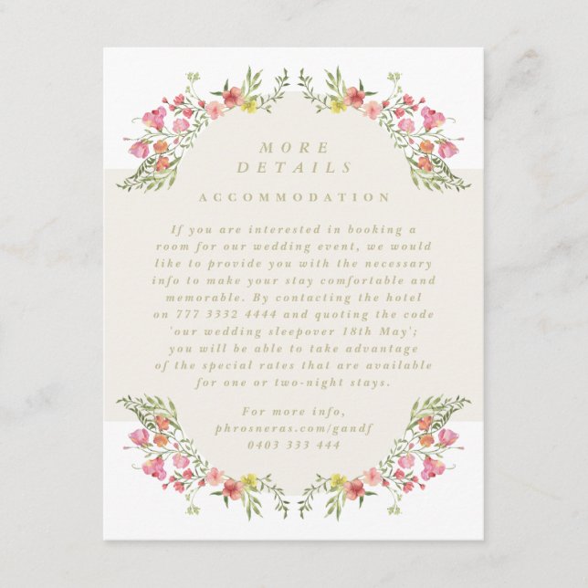 romantic floral arches Digital wedding Details Invitation (Front)