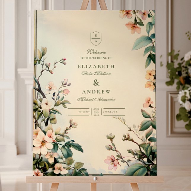 Romantic Floral Art Nouveau Wedding Foam Board (Creator Uploaded)