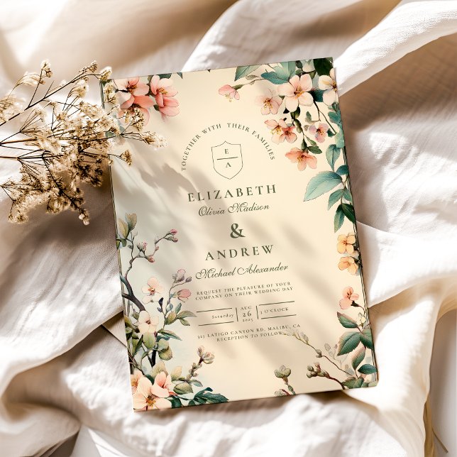 Romantic Floral Art Nouveau Wedding Invitation (Creator Uploaded)