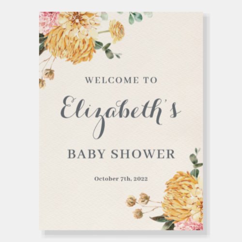 Romantic Floral BABY SHOWER Welcome Foam Board