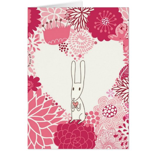 Romantic floral background with cute rabbit cards (Front)