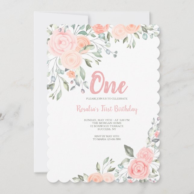 Romantic Floral Birthday Invitation (Front)