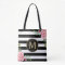 Romantic Floral Black White Stripes Monogram