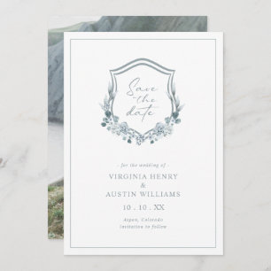 Romantic Floral Blue Photo Save The Date