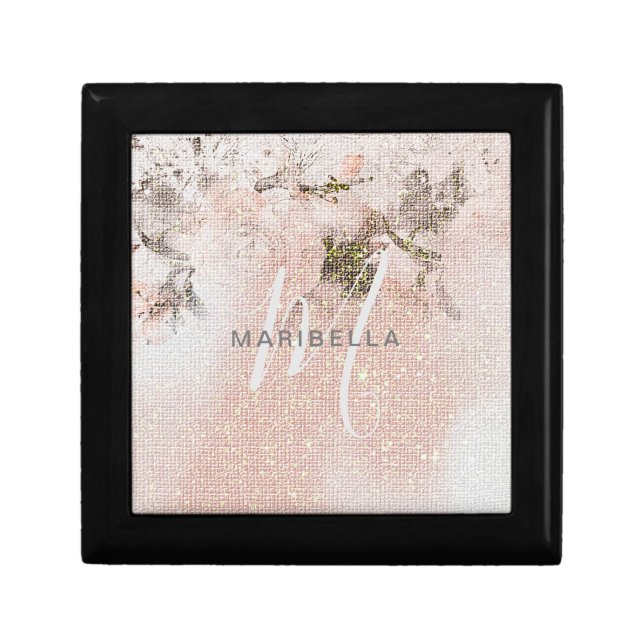 Romantic Floral Blush-Pink Monogram Calligraphy Gift Box (Front)
