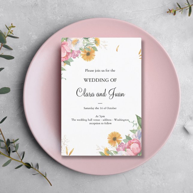 Romantic floral, botanical pink flower invitation (Creator Uploaded)