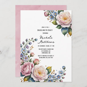 Romantic Floral Bouquet Bachelorette Party Invitation