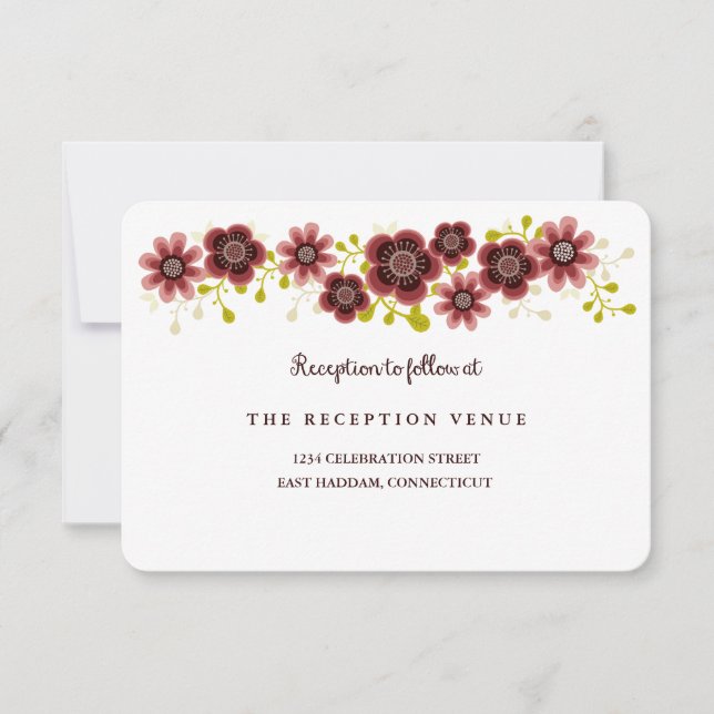 Romantic Floral Bouquet Banner Wedding Reception Invitation (Front)