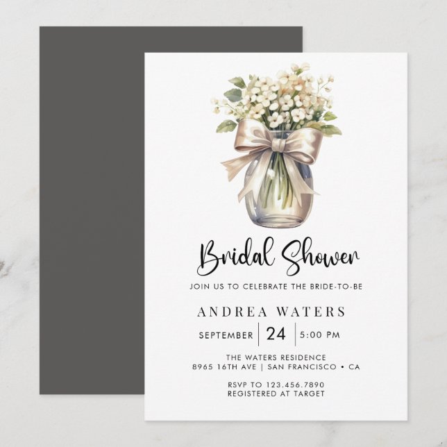 Romantic Floral Bouquet Bridal Shower  Invitation (Front/Back)