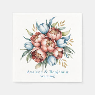 Romantic Floral Bouquet: Peonies & Tulips Wedding Napkins