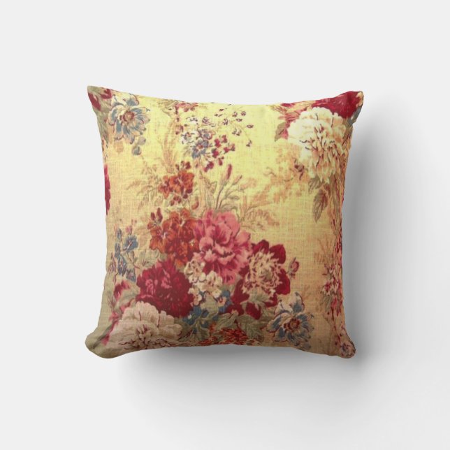 Romantic Floral Bouquet Throw Pillow (Front)