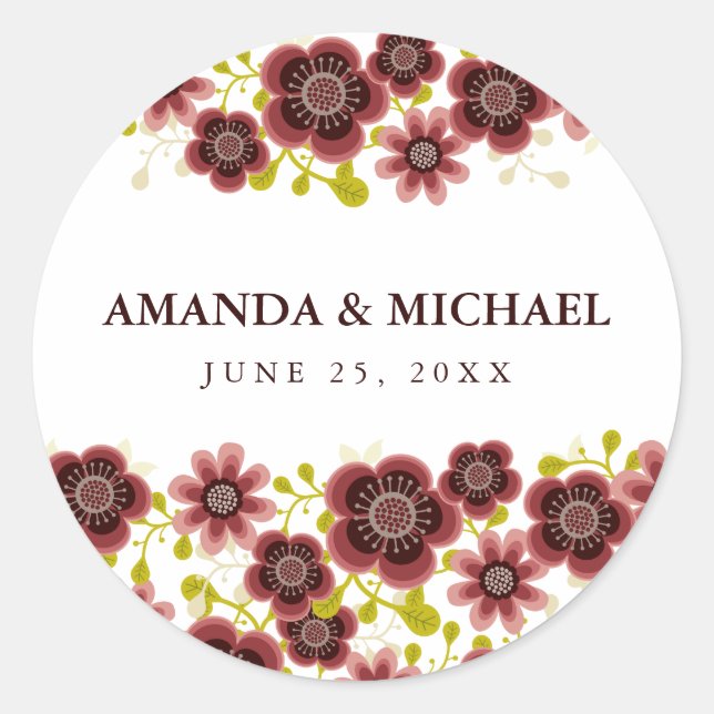 Romantic Floral Bouquet Wedding Day Sticker (Front)