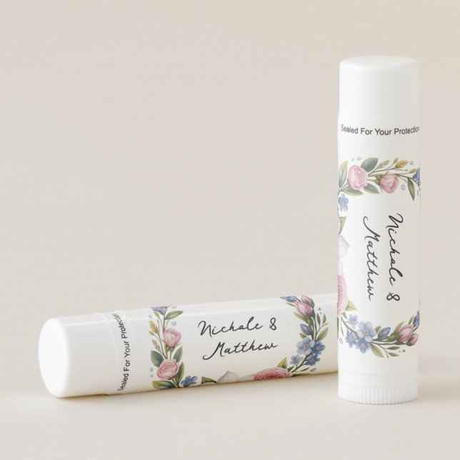 Romantic Floral Bouquet Wedding Favor Lip Balm (Front)