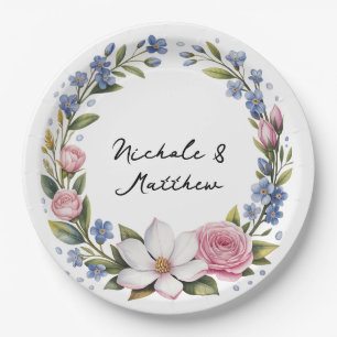 Romantic Floral Bouquet Wedding Paper Plates