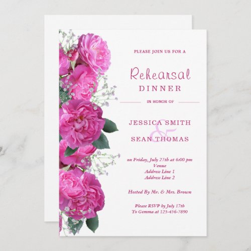 Romantic Floral Bouquet Wedding Rehearsal Dinner Invitation