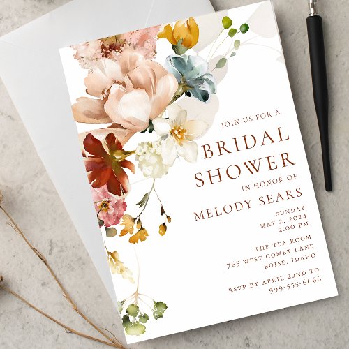 Romantic Floral Bridal Shower Invitation