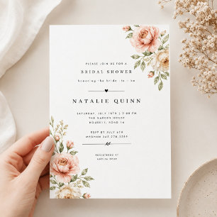 Romantic Floral Bridal Shower Invitation Template.