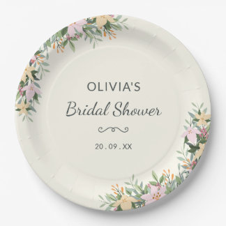 Romantic Floral Bridal Shower Paper Plates