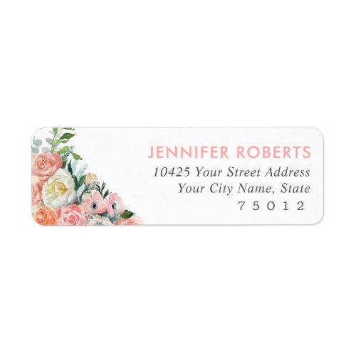 Romantic Floral Bridal Shower Return Address Label