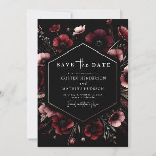 Romantic Floral Burgundy Wedding Save The Date