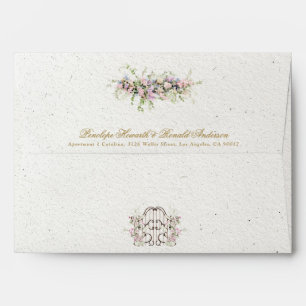 romantic floral chateau garden arch wedding envelope