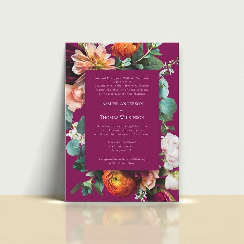 Romantic Floral Cluster Wedding Invitation