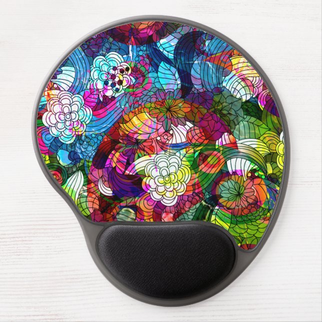 Romantic Floral Collage Pattern Gel Mouse Pad (Front)