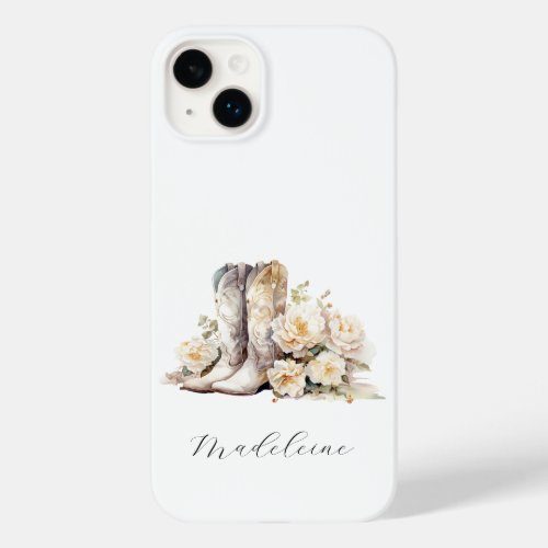 Romantic Floral Cowgirl Boots Peonies Case_Mate iPhone 14 Plus Case