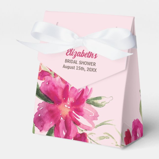 Romantic Floral Design Bridal Shower Favor Boxes (Front Side)