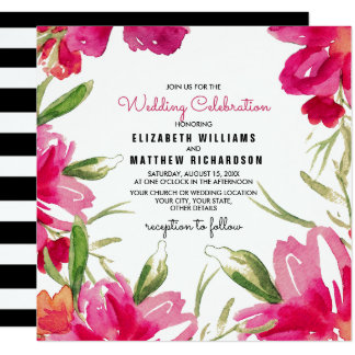Romantic Floral Design Custom Wedding Invitations
