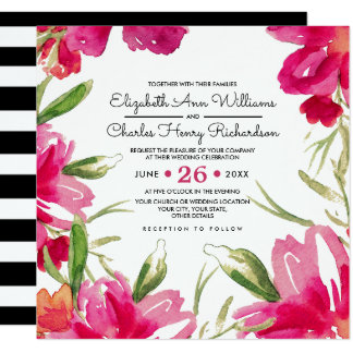 Romantic Floral Design Custom Wedding Invitations