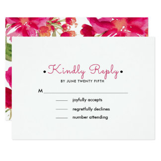 Romantic Floral Design Custom Wedding RSVP Cards