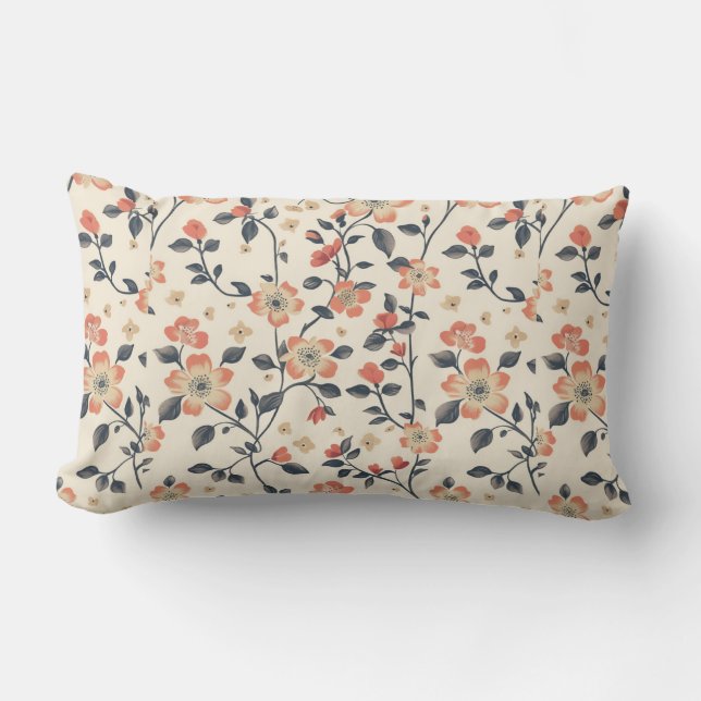 Romantic Floral Elegance Lumbar Pillow (Front)