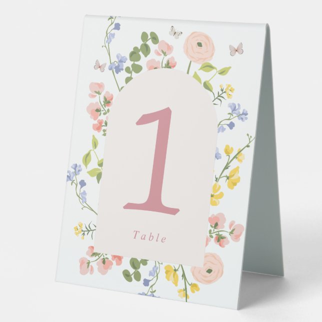 Romantic Floral Elegance Table Number Table Tent (Front)