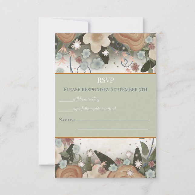 Romantic Floral Elegant Inspirivity Wedding RSVP (Back)