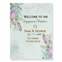 Romantic Floral Engagement Welcome Sign