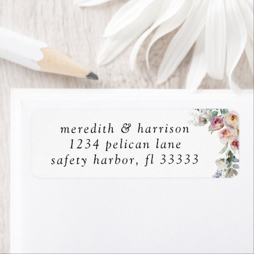 Romantic Floral Eucalyptus Wedding Return Address Label