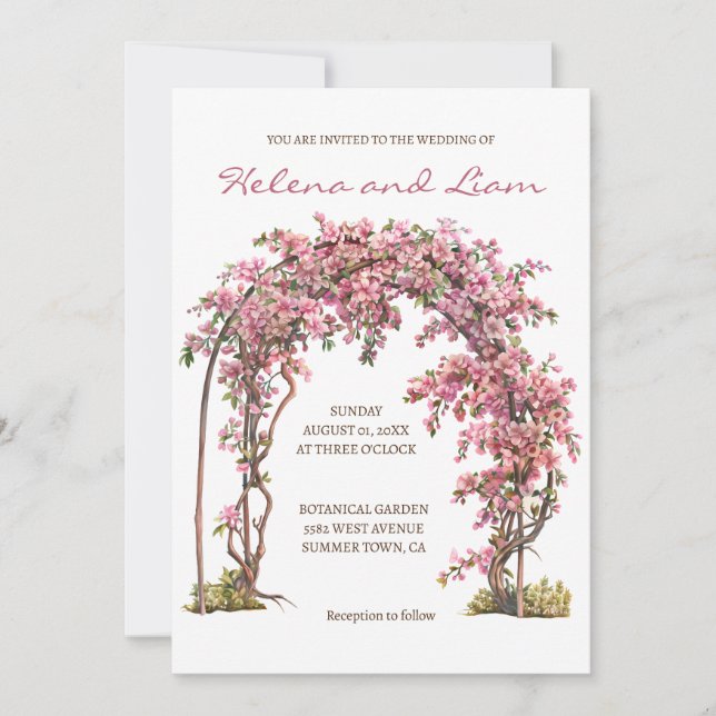 Romantic floral fairytale wreath wedding  invitation (Front)