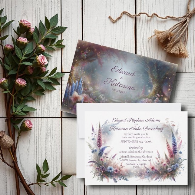 Romantic Floral Forest Path Wedding Invitation (Creator Uploaded)