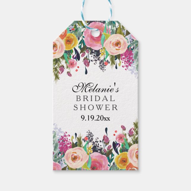 Romantic Floral Garden Bridal Shower Gift Tags (Front)