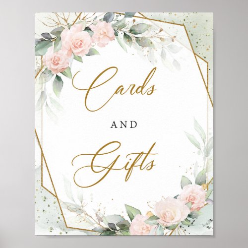 Romantic floral garden gold Cards and Gifts sign