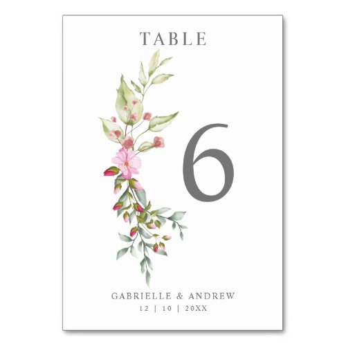 Romantic Floral Garland in Pink for Wedding Table Number