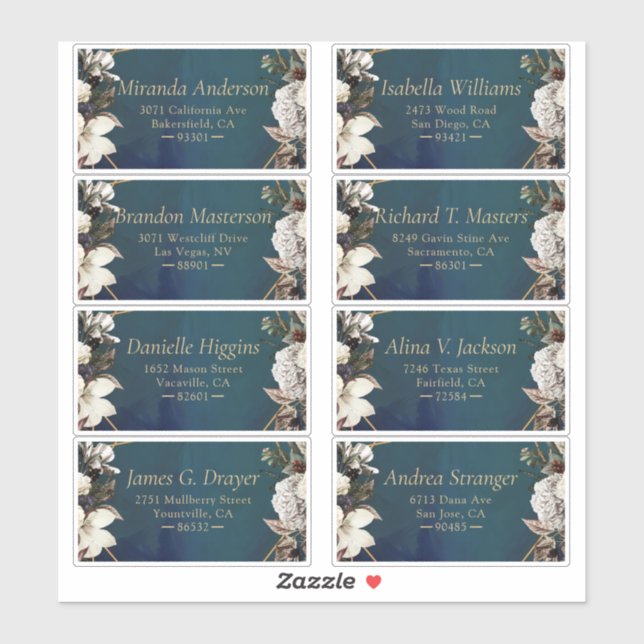 Romantic Floral Gold Wreath Address Label (Sheet)