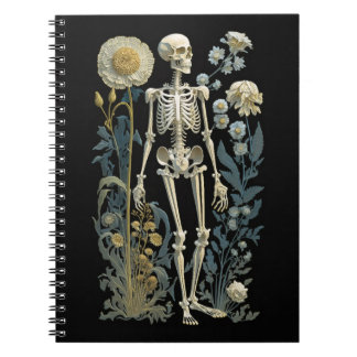Romantic Floral Gothic | Moody Botanical Skeleton Notebook