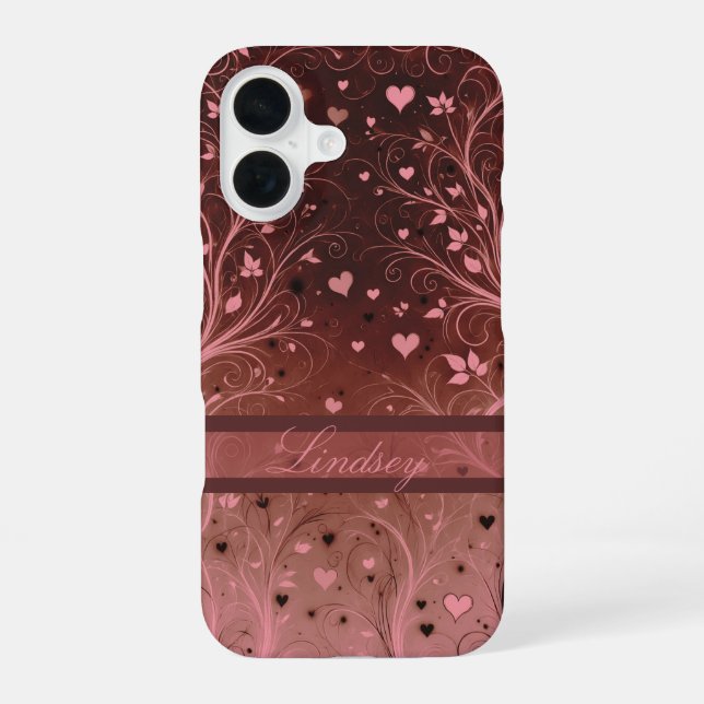 Romantic Floral Heart Pattern Iphone Case (Back)